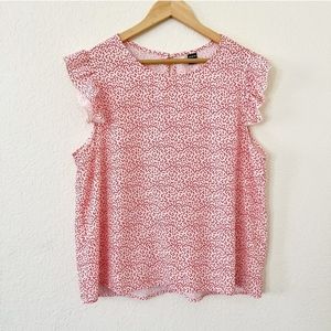 Mini heart print ruffle blouse Size XL 12